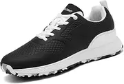 [ULTIANT] Golf Shoes Men Waterproof Spikeless Lightweight Non-Slip Walking Shoes Outdoor Size7.5-12, Black, 11