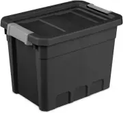 6-Pack Plastic Storage Bins with Lids, Stackable Containers, 7.5 Gallon, Black