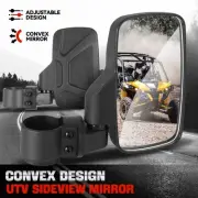 Universal Convex Style Glass Roll Cage Bar Mount UTV Rear View Side Mirrors