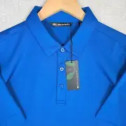 TRAVIS MATHEW NEW $98 Mens Performance Polo Shirt Size Large Blue Wicking Golf