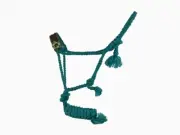 TEAL Nylon Mule Tape HALTER with 3D Flower Accent and Removable 8' Lead