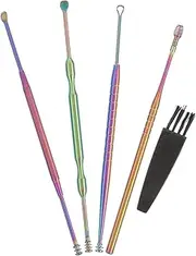 1Set Ear Wax Removal Ear Cleaning Tools for Adults Ear Spoon Kit with Cleaning Brush Smooth and Durable Design for Safe Removal