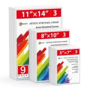 9 Sets Stretched Canvas for Painting, Multi Pack 5x7, 8x10, 11x14, Blank Arti...