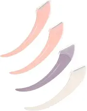 OFFIGAM 4pcs Curved Handle Eyebrow Trimmer Set Razor Blades Small Eyebrow Grooming Kit Facial Hair Trimmer for Women