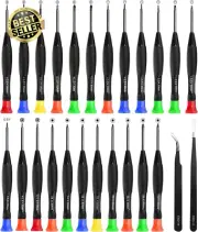25PCS Precision Screwdriver Set,Magnetic w/ Torx,Phillips,Tweezers for Electroni