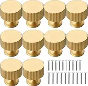 Mtxorvix 10Pcs Drawer Knob Gold,Drawer Knob Pull,Round Knob Drawer Pulls,Kitchen Drawer Pull,Cabinet Drawer Pull,Gold Knob,Single Hole Cabinet Pull for Closet Drawer Dresser