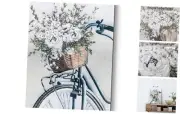 Abstract Flowers Picture Canvas Artwork: Floral Bouquet Wall Art Hand Painted