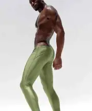 RUFSKIN 'Kip' Men's Long Compression Leggings Sport Tight Liner L Shiny Kelp NWT