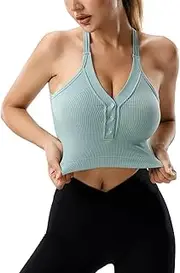 [ZHIIHASO] Racerback Padded Sports Bra for Women- Seamless Comfort Push Up Front Closure Tops for Yoga Workout Athletic Fitness