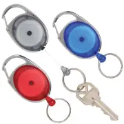 Rexel Retractable Snap Lock Key Holder Nylon Cord Black/Blue/Red