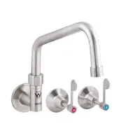 3Monkeez Stainless Steel Wall Stops and Elbow with Spout - 8" Spout - Taps and Rinse Jets (T-3MCW08) - T-3MCW08