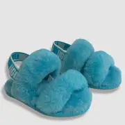 $65 UGG Baby Girl's Blue Oh Yeah Shearling Slingback Slipper Shoes Size US 6