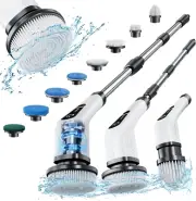 Electric Spin Scrubber, Cordless Cleaning Brush with 8 Replaceable Brush Heads,