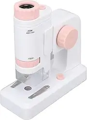 Young LED Kids LED Microscope, High-Definition Mini Microscope with 80x-200x Zoom, Suitable for Children and Students (Pink)
