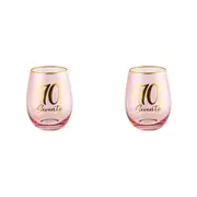 2x 70th Fluted Stemless Handmade Drinking Glassware/Home Decoration 600ml/13cm