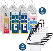 [Highwind] Cruise Luggage Tag Holder Zip Seal & Steel - Royal Caribbean & Celebrity Cruise (8 Pack + 4 ID Holders)