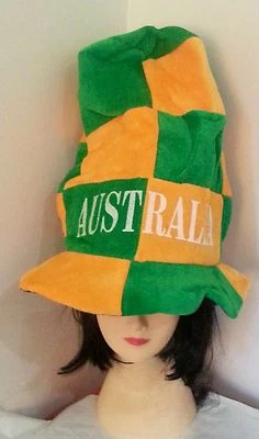Australia Green & Yellow Tall Top Hat Aussie Party Australian Day