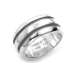 二手品 TIFFANY&CO. 雙刻線復古造型925純銀戒指(寬版)