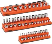 3-Piece Magnetic Socket Organizer Set, Metric Socket Holder, 1/4", 3/8", 1/2" So