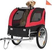 Giantex Dog Bike Trailer Pet Stroller, Small Medium Dog Bicycle Trailer Carrier Wagon, 20" Large Wheels, 3 Doors, 2 Windows, 8 Reflectors, Folding Metal Frame, Supports up to 88 lbs
