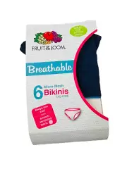 Fruit of the Loom Breathable Girls' 1 Pair Micro-Mesh Bikini - Blue, Size 10