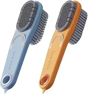 ZBKJYILF 2 Pieces Shoe Brush, Double-Sided, 3rd Gen, Comfortable Handle, Multi Cleaning Brush for Clothes, Kitchen (Blue, Orange)