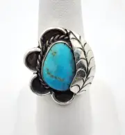 Lady's Stlering SIlver 925 Navajo Turquoise Ring Native American Jewelry Sz 7