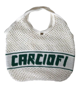 Dolce & Gabbana White Green Knitted Cotton Logo Shopping Tote Bag - RRP 1539 USD
