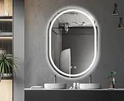 Bathroom LED Vanity Mirror, Illuminated Bathroom Toughened Mirror with LED Lights Dimmable Anti-Fog Shatter-Proof Tempered Wall Mirrors with Demister Pad (AVA Oval, 500x700mm)