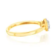9ct Yellow Gold 1/7 Carat Diamond Cluser Halo Ring, Q