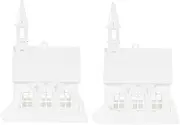 TEHAUX 2pcs Plastic House Model Home Decor Tiny Homes Crafts Blank Ornaments for Crafting Supplies for Unpainted House Ornaments for Decorating DIY Decorations for Tree White
