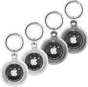 Foweroty IPX8 Waterproof Airtag Holder, 4 Pack Apple Airtags with Keychain, Air Tag Case for Luggage, Dog Collar, Keys, Anti-Scratch Full Body Protective Air Tags Holder(2 Clear/2 Black)