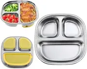 Stainless Steel Toddler Plate, Baby Suction Plates,Metal Snack Food Portion Plates,Divided Designed Metal Kid Plate,Safe Kids Plates for Kids