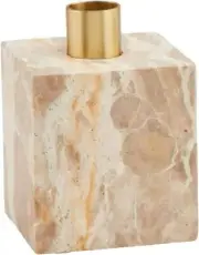 Mud Pie Tan Marble Taper Holder; 4" X 3"