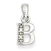 14k White Gold Polished .01ct Diamond Initial B Pendant
