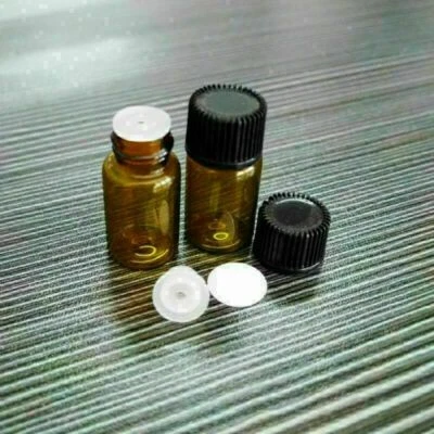 20Pcs 3 ml 16x31mm Amber Glass Essential Oil Bottle Orifice Reducer rounded cap