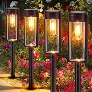 LETMY Solar Pathway Lights Outdoor, New Upgraded 6 Pack Solar Outdoor Lights, IP65 Waterproof Auto On/Off Solar Garden Lights Solar Powered Landscape Path Lights for Yard Lawn Patio Walkway