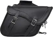 Dream Apparel Faux Leather Motorcycle Saddle Bags Throw Over Saddlebags, PVC Motorcycle Side Bags for Honda Shadow Sportster Softail Dyna V-Star (Black, No Studs)