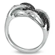 0.25 CT. T.W. Enhanced Black and White Natural Diamond Twine Ring in Solid 10K White Gold