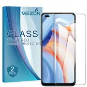 [2 Pack] OPPO Reno4 5G Tempered Glass 9H HD Crystal Clear Premium Screen Protector by MEZON – Case Friendly, Shock Absorption (Reno4 5G, 9H)