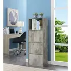 Birch Gray Finish Wood 3 Door Storage Cabinet 4 Shelf Organizer Bookcase Pantry