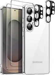 JETech 5 in 1 Case for Samsung Galaxy S25 Ultra 5G with 2-Pack Each Tempered Glass Screen Protector and Camera Lens Protector, Non-Yellowing Shockproof Bumper Phone Cover (Clear)