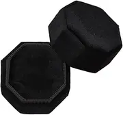 [Jntahecg] Velvet Ring Box - Vintage Double Ring Display with Detachable Lid for Engagement, Wedding, Proposal Ceremony (Black)