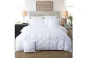Diamond Pintuck Super King Size Quilt/Doona/Duvet Cover Set - White