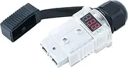 Trailer Vision 50 Amp Connector Clear Cover Assembly with Volt Meter & Battery Monitor - 50A Anderson Plug Kit for Solar Panels, DC Cables, Battery Boxes, Trailers, Cars, Marine, Industrial (Black)