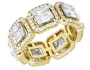 14K Yellow-White Gold Baguette 2.9 CT Real Diamond Eternity Ring Band
