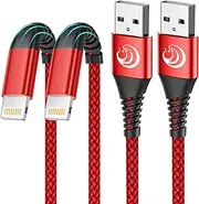 iPhone Charger Cable, [2M,2 Pack] Aioneus MFi Certified USB A to Lightning Cable Long iPhone Lead Fast Charging Compatible with iPhone 11 12 13 Pro Max Mini XS XR X 8 7 Plus 6s 6, iPad-Red