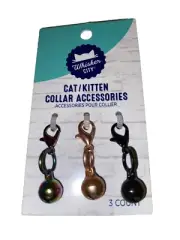 Whiskers City Cat / Kitten Collar Accessories 3 Colorful Bells Clip On NWT