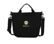 Canvas Bag Summer Student Cloth Bag Simple Wild Portable Small Bag Shoulder Messenger Bag Trend Bag Suitable for Women-Black