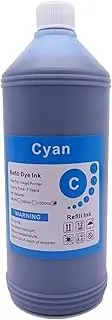 1000ML Universal BK/C/M/Y Refill Dye Based Ink Inkjet Printer Parts - Compatible with Epson, Compatible with Canon, Compatible with HP(C (Cyan) 1000ML)